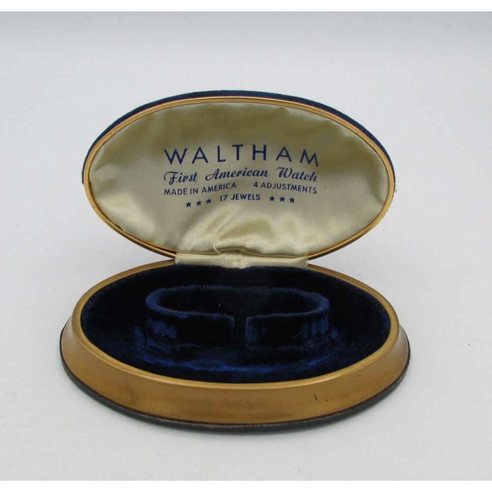 Waltham Blue Velvet Watch Box Presentation Case First American Watch Art Deco